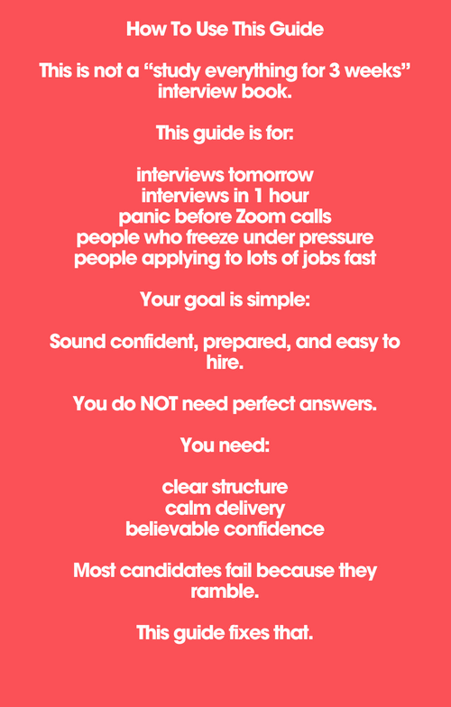 LAST-MINUTE INTERVIEW ANSWERS CHEAT SHEET